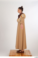  Photos Woman in Historical Dress 31 14th century Brown Winter coat Historical clothing a poses whole body 0003.jpg